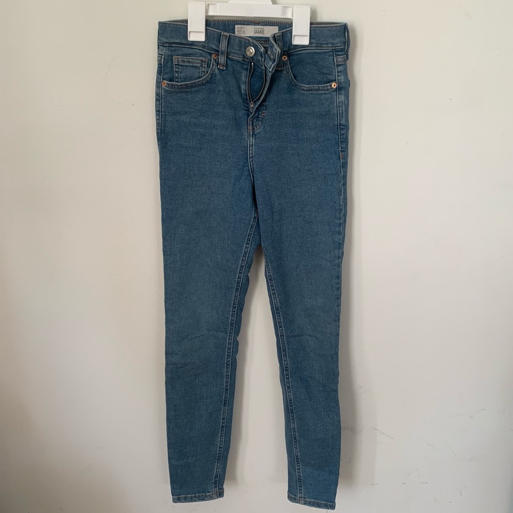 Topshop high waisted moto Jamie skinny jean 25w